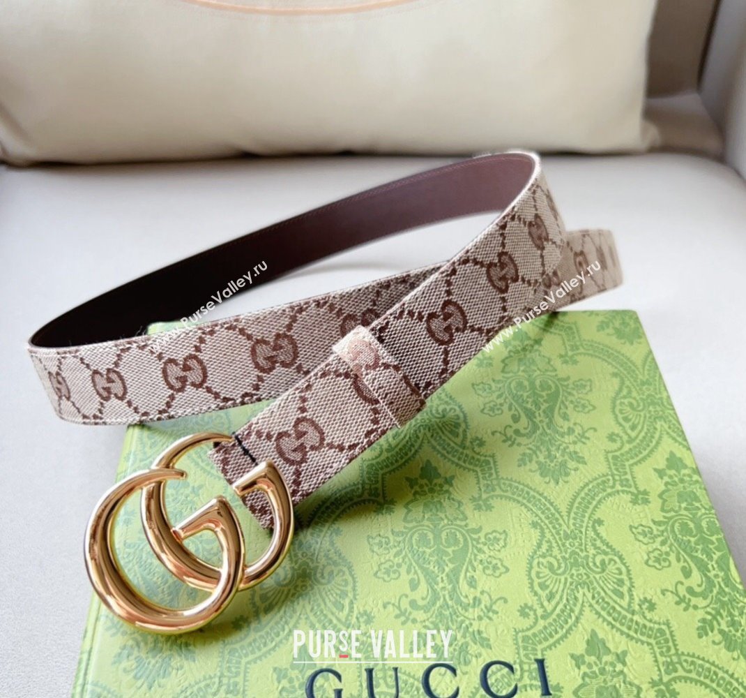 Gucci GG Canvas Belt 3cm with GG Buckle Beige/Gold 2024 050903 (99-240509161)