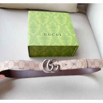 Gucci GG Canvas Belt 3cm with GG Buckle Beige/Silver 2024 050903 (99-240509162)