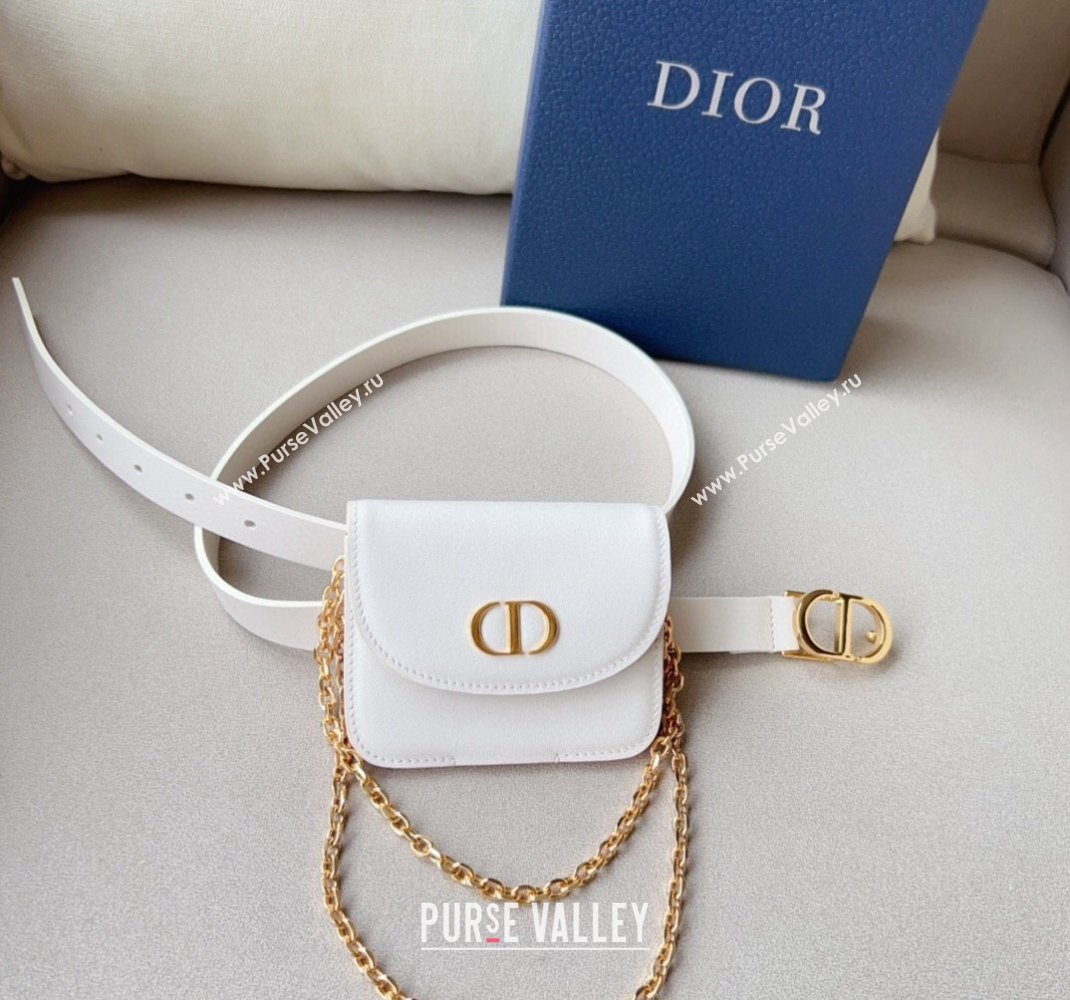 Dior 30 Montaigne Removable Pouch Belt 2cm White 2024 0510 (99-240510108)