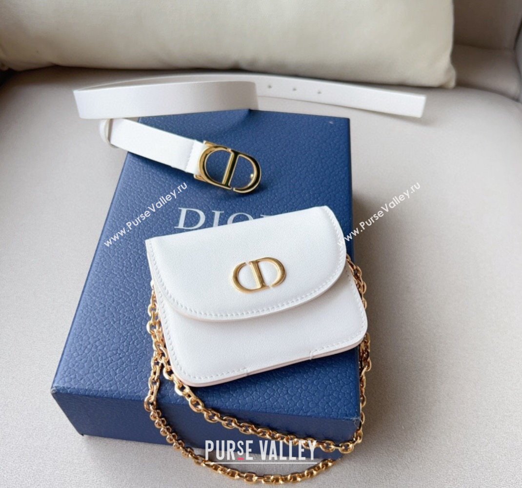 Dior 30 Montaigne Removable Pouch Belt 2cm White 2024 0510 (99-240510108)