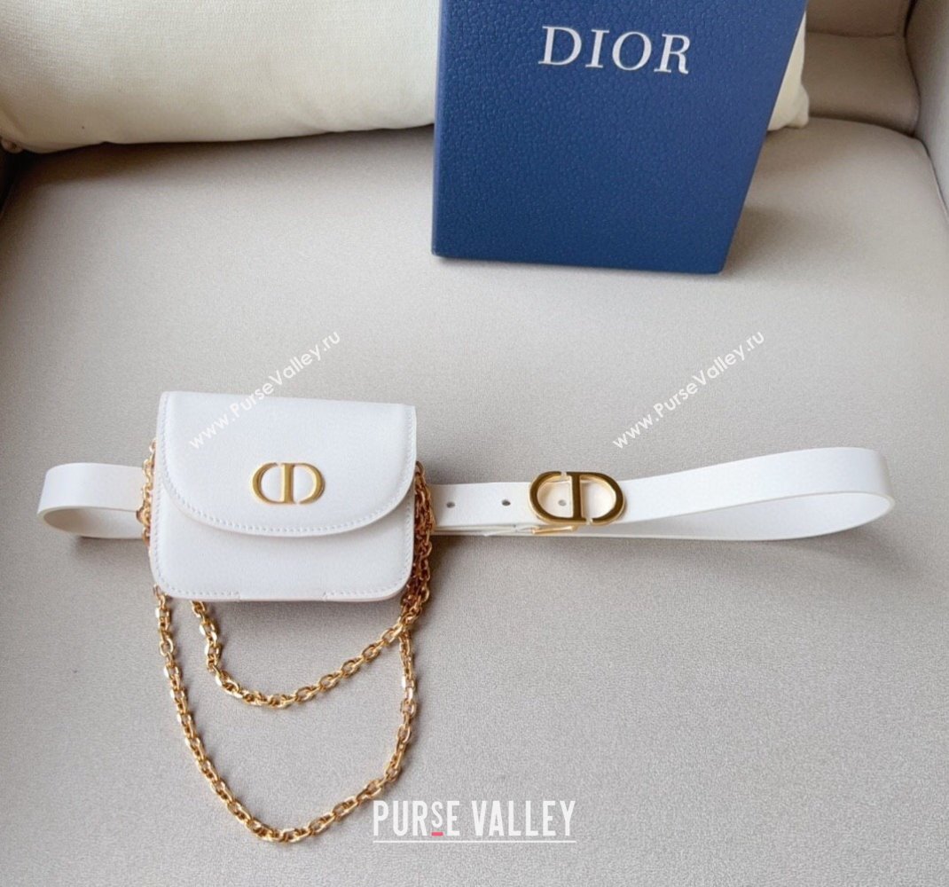 Dior 30 Montaigne Removable Pouch Belt 2cm White 2024 0510 (99-240510108)