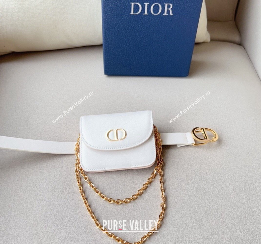 Dior 30 Montaigne Removable Pouch Belt 2cm White 2024 0510 (99-240510108)