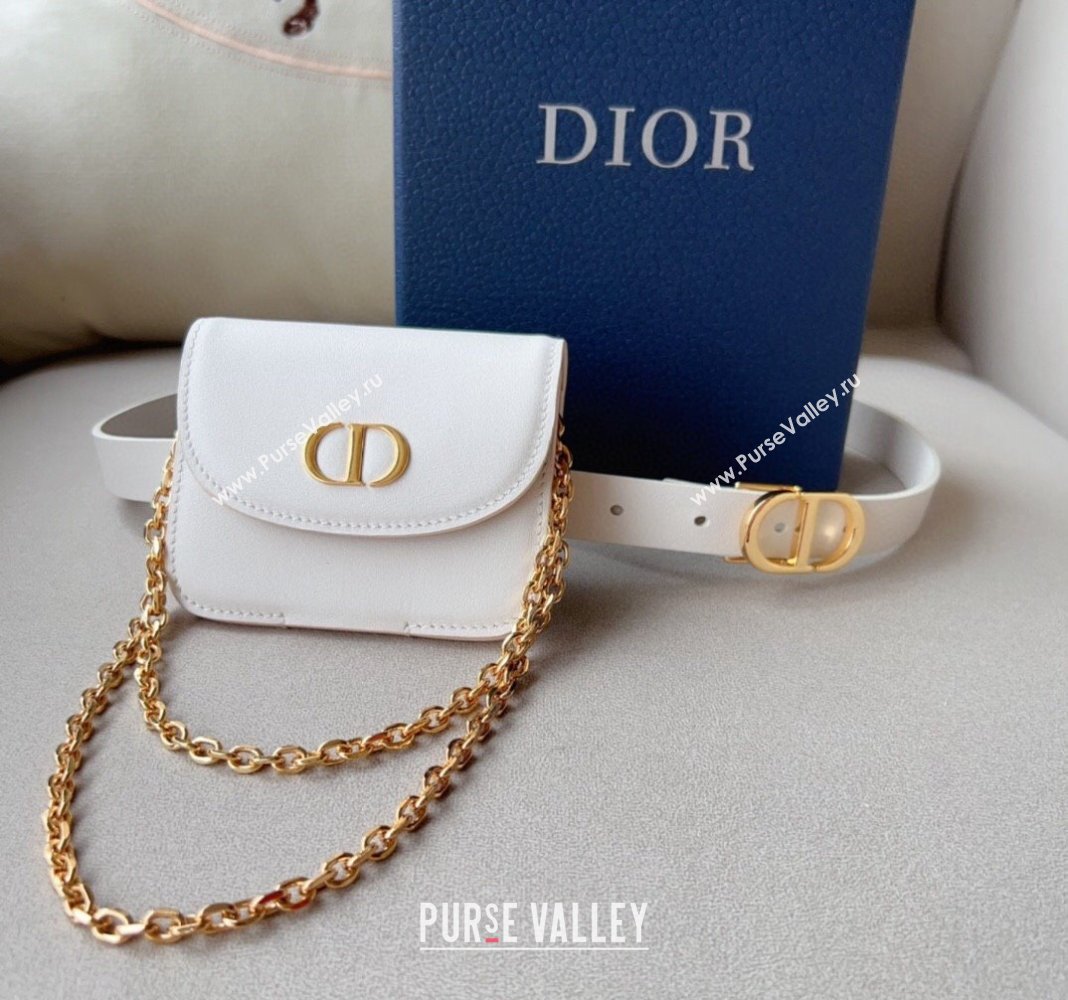 Dior 30 Montaigne Removable Pouch Belt 2cm White 2024 0510 (99-240510108)