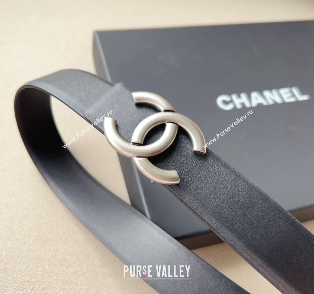 Chanel Calfskin Leather Belt 3cm with Metal CC Black 2024 051002 (99-240510047)