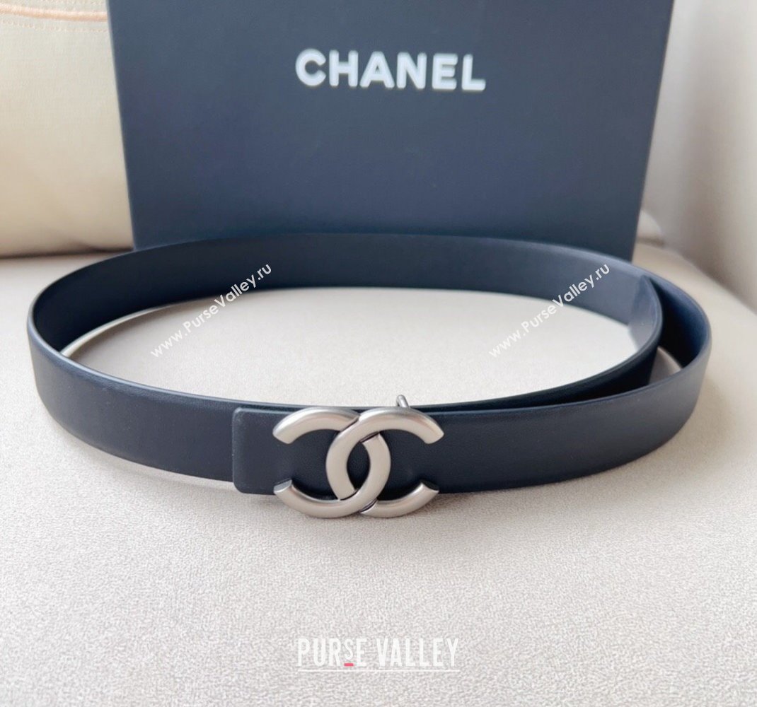 Chanel Calfskin Leather Belt 3cm with Metal CC Black 2024 051002 (99-240510047)