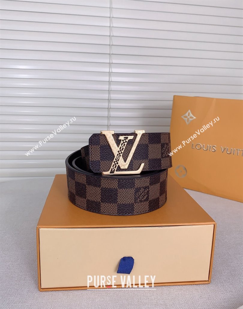 Louis Vuitton Mens Belt 4cm with LV Buckle Damier Ebene 2024 0510 (99-240510003)