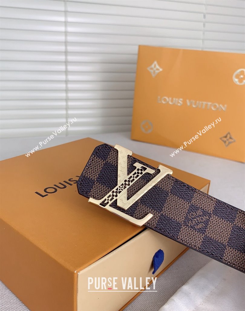 Louis Vuitton Mens Belt 4cm with LV Buckle Damier Ebene 2024 0510 (99-240510003)