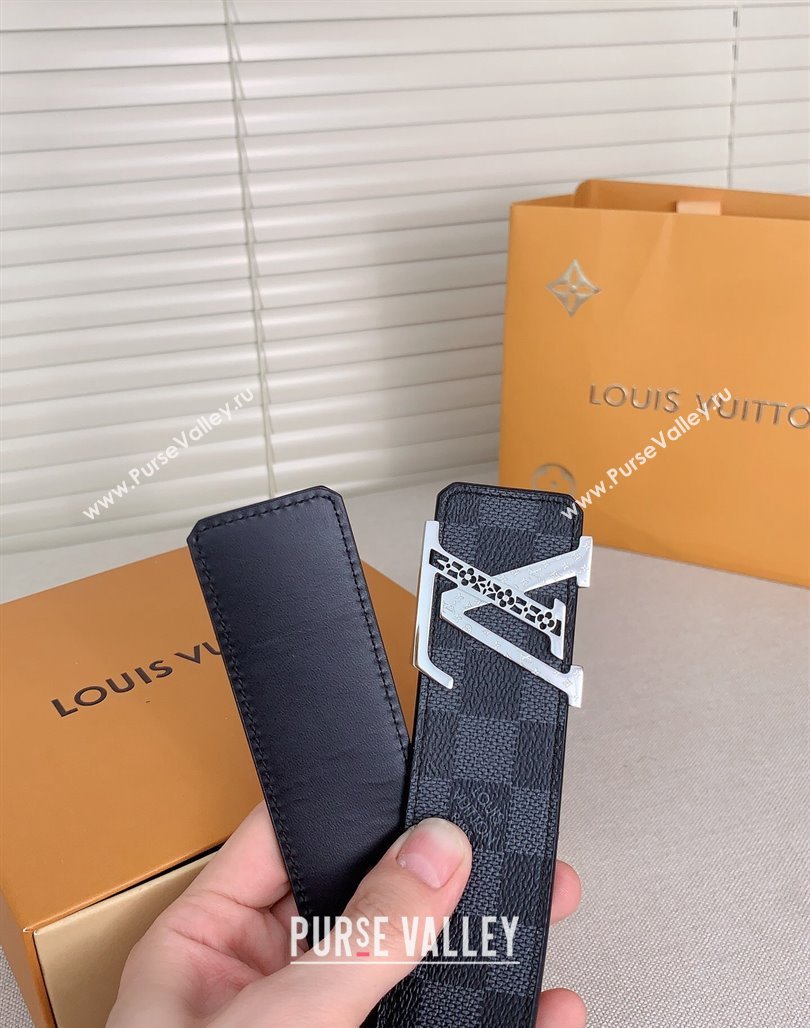 Louis Vuitton Mens Belt 4cm with LV Buckle Damier Graphite 2024 0510 (99-240510004)