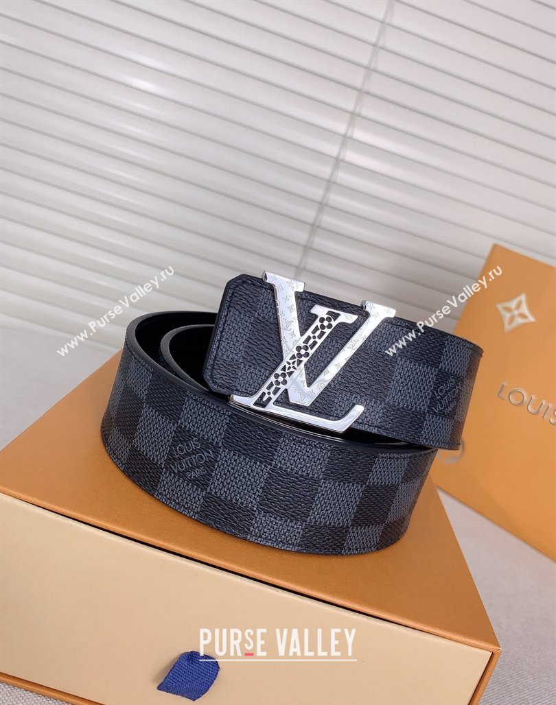 Louis Vuitton Mens Belt 4cm with LV Buckle Damier Graphite 2024 0510 (99-240510004)