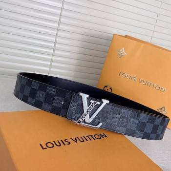 Louis Vuitton Mens Belt 4cm with LV Buckle Damier Graphite 2024 0510 (99-240510004)