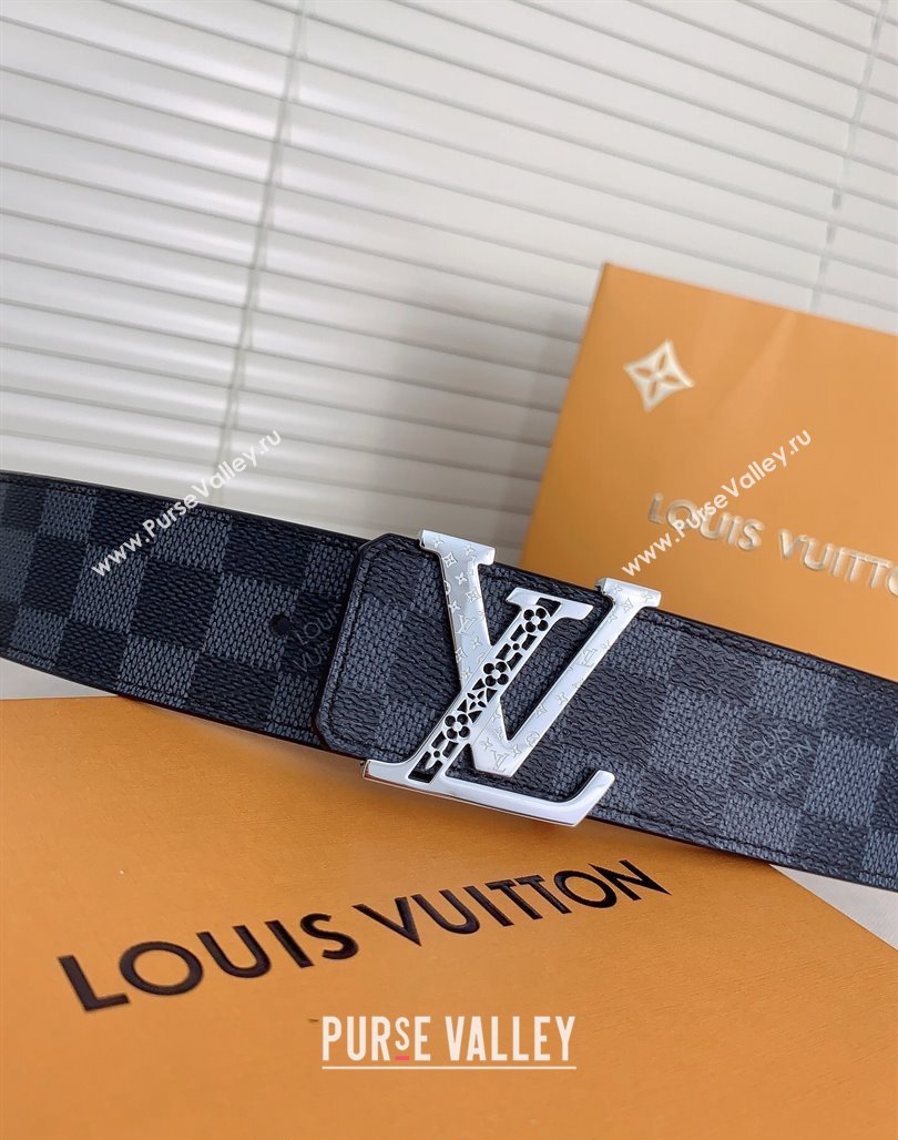 Louis Vuitton Mens Belt 4cm with LV Buckle Damier Graphite 2024 0510 (99-240510004)