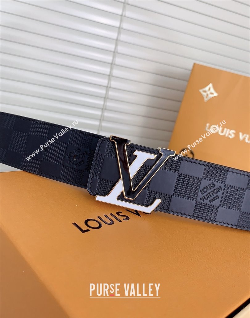 Louis Vuitton Mens Belt 4cm with LV Buckle Damier Leather 2024 0510 (99-240510009)