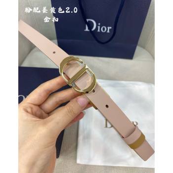 Dior Leather Reversible Belt 2cm with CD Buckle Pink/Ginger Yellow 2024 051001 (99-240510012)