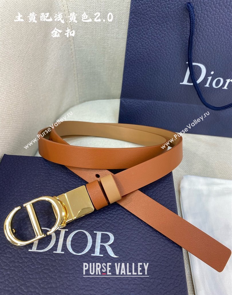 Dior Leather Reversible Belt 2cm with CD Buckle Clay Brown 2024 051001 (99-240510013)