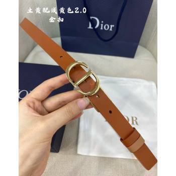 Dior Leather Reversible Belt 2cm with CD Buckle Clay Brown 2024 051001 (99-240510013)