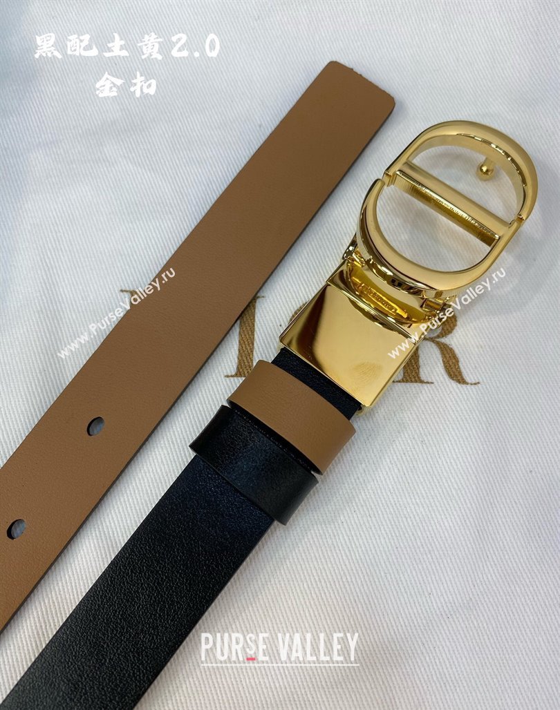 Dior Leather Reversible Belt 2cm with CD Buckle Black/Brown 2024 051001 (99-240510014)