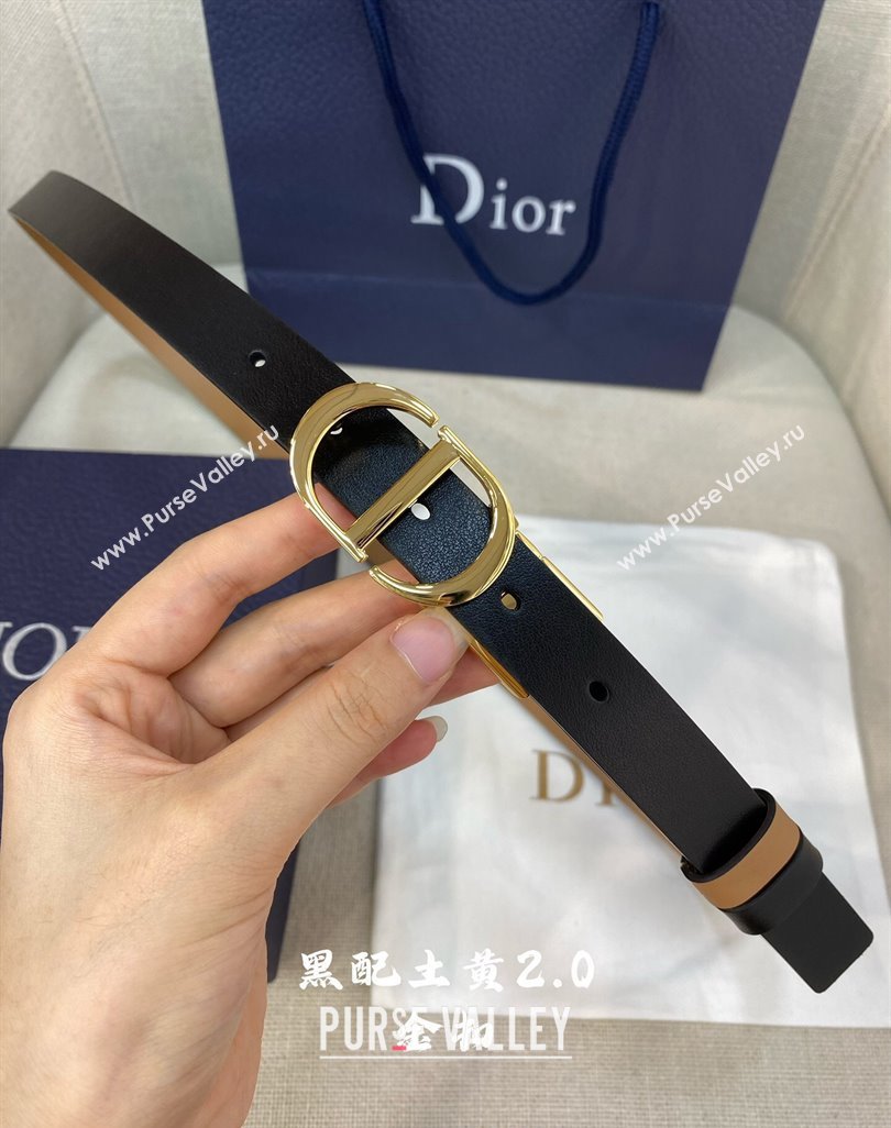 Dior Leather Reversible Belt 2cm with CD Buckle Black/Brown 2024 051001 (99-240510014)