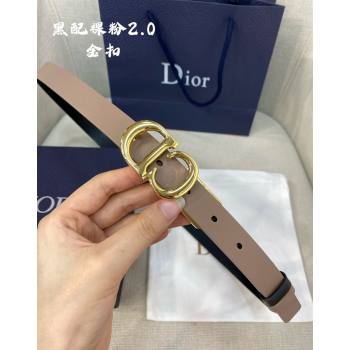 Dior Leather Reversible Belt 2cm with CD Buckle Black/Nude 2024 051001 (99-240510016)