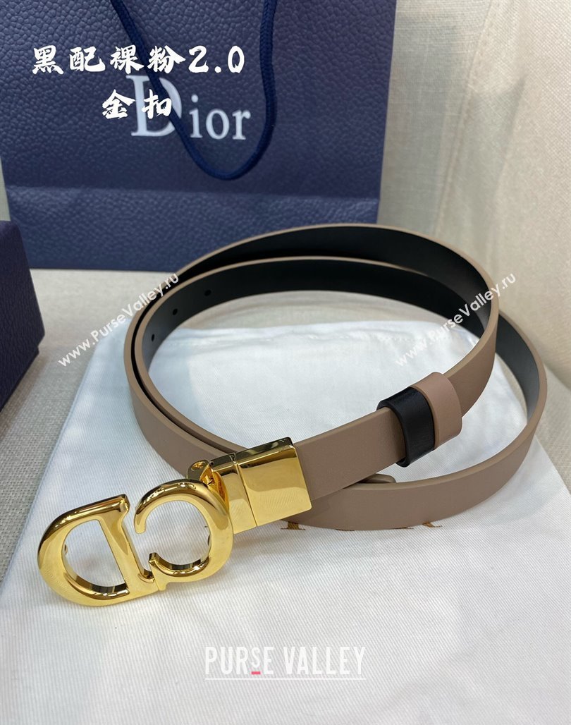 Dior Leather Reversible Belt 2cm with CD Buckle Black/Nude 2024 051001 (99-240510016)