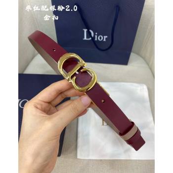 Dior Leather Reversible Belt 2cm with CD Buckle Burgundy/Nude 2024 051001 (99-240510018)