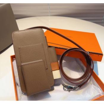 Hermes Way Phone Pouch Mini bag in Calfskin Grey 2024 (99-240510073)