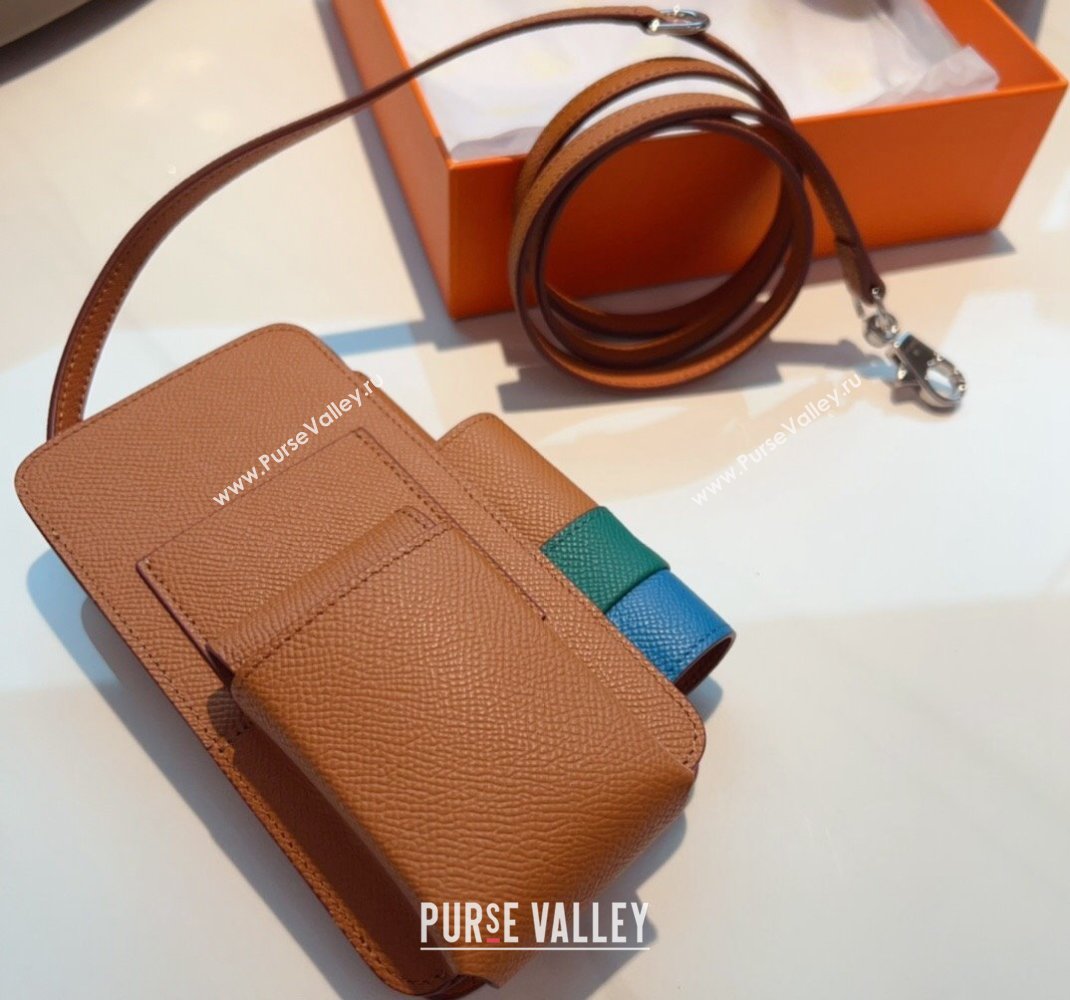 Hermes Way Phone Pouch Mini bag in Calfskin Clay Brown 2024 (99-240510072)