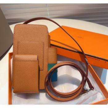 Hermes Way Phone Pouch Mini bag in Calfskin Clay Brown 2024 (99-240510072)