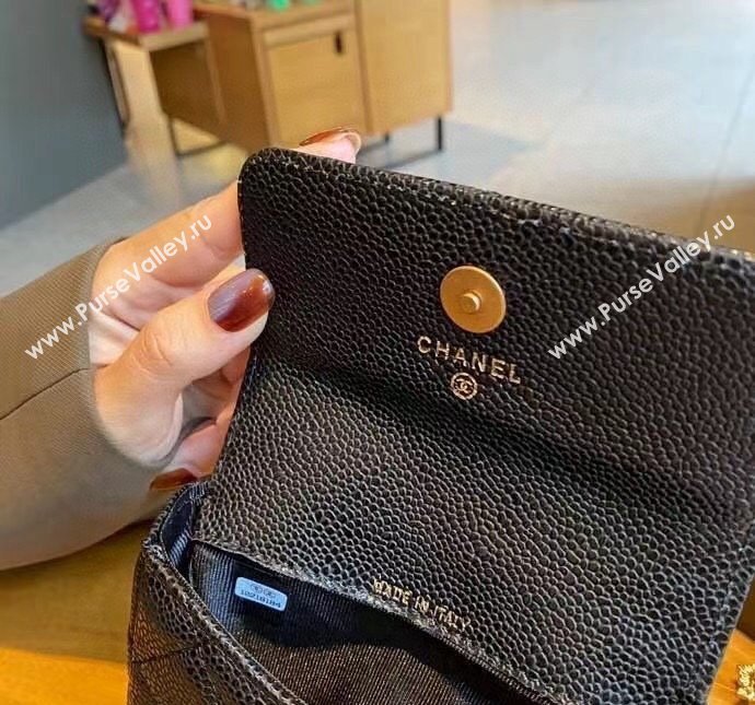 Chanel Grained Calfskin Chain Mini Belt Bag with Lion Charm Black 2024 0510 (99-240510082)