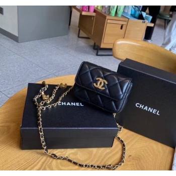 Chanel Lambskin Chain Mini Belt Bag with Lion Charm Black 2024 0510 (99-240510083)