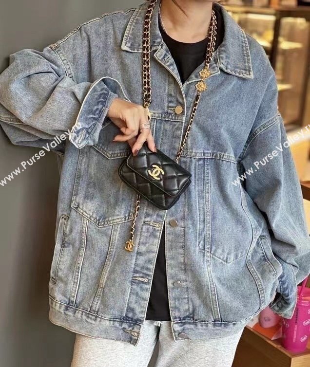 Chanel Lambskin Chain Mini Belt Bag with Lion Charm Black 2024 0510 (99-240510083)