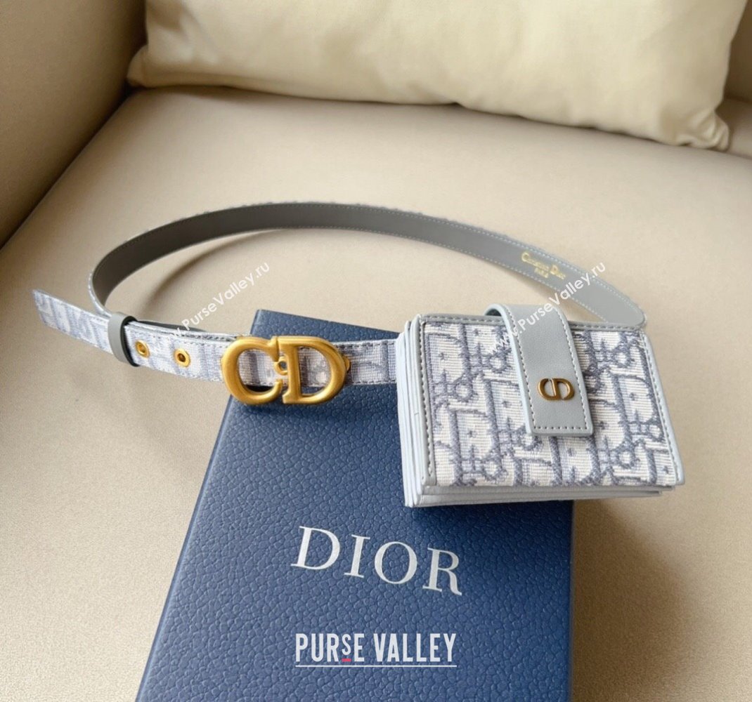 Dior 30 Montaigne Card Holder bag Belt in Oblique Canvas Grey 2024 0510 (99-240510088)