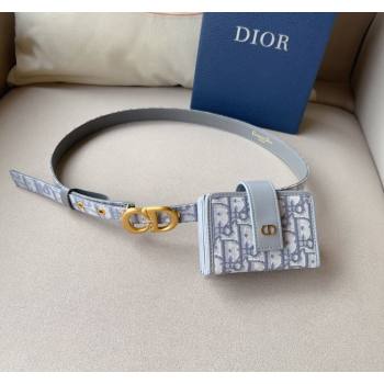 Dior 30 Montaigne Card Holder bag Belt in Oblique Canvas Grey 2024 0510 (99-240510088)