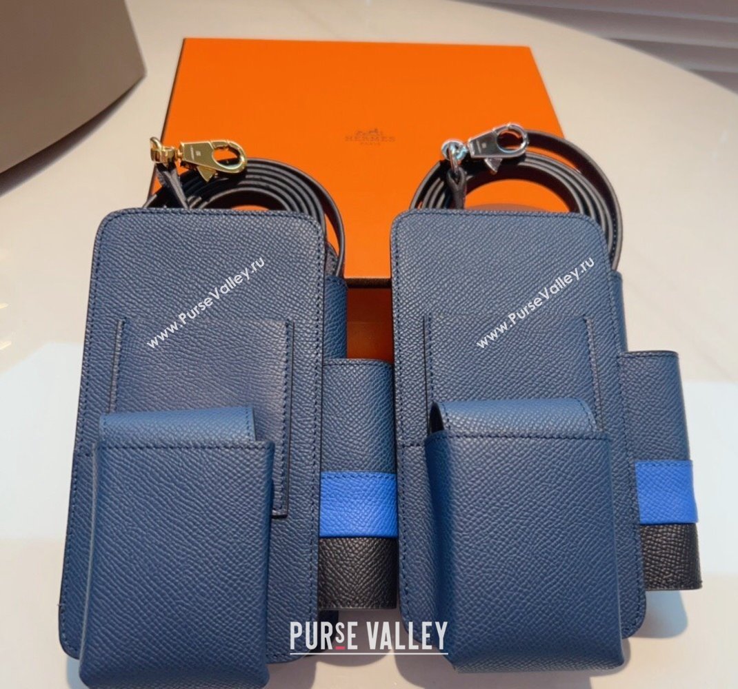 Hermes Way Phone Pouch Mini bag in Calfskin Dark Blue 2024 (99-240510071)