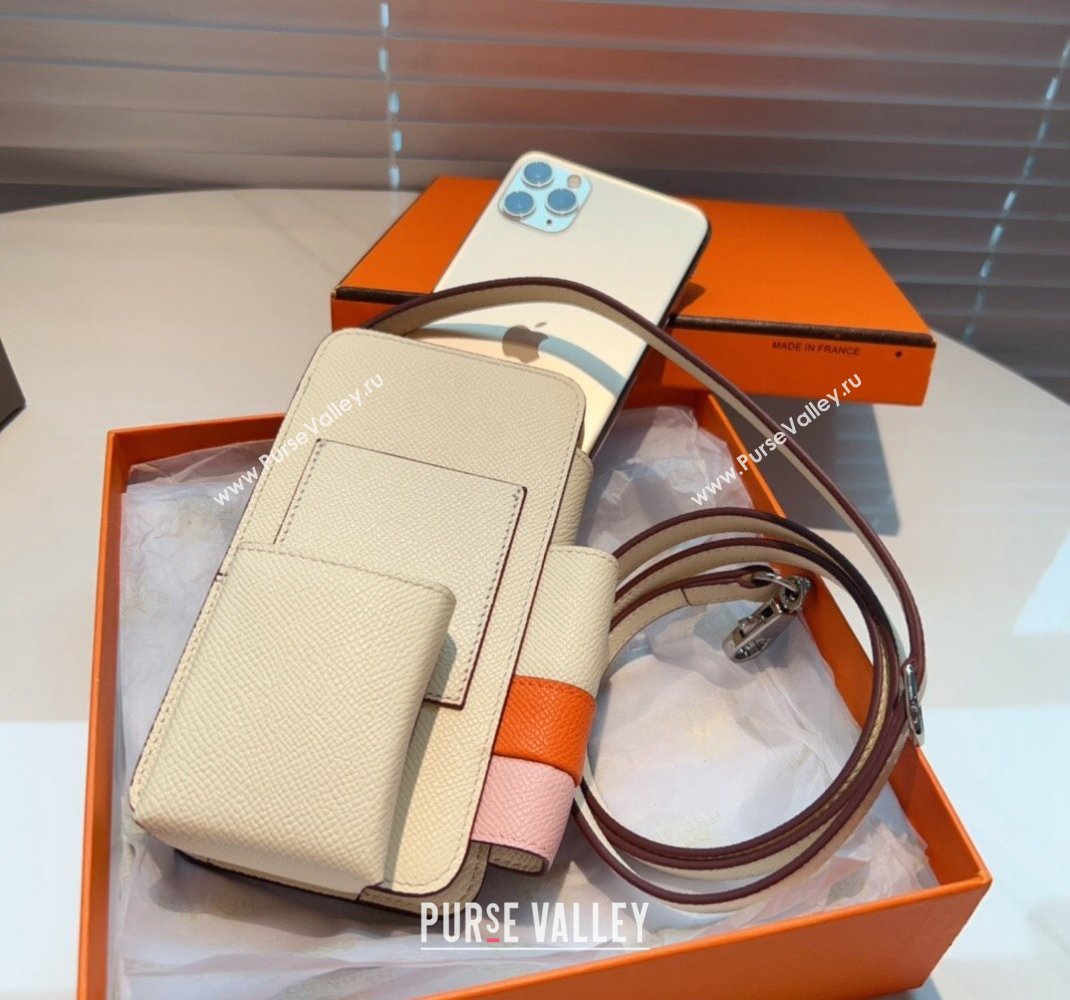 Hermes Way Phone Pouch Mini bag in Calfskin Cream White 2024 (99-240510078)