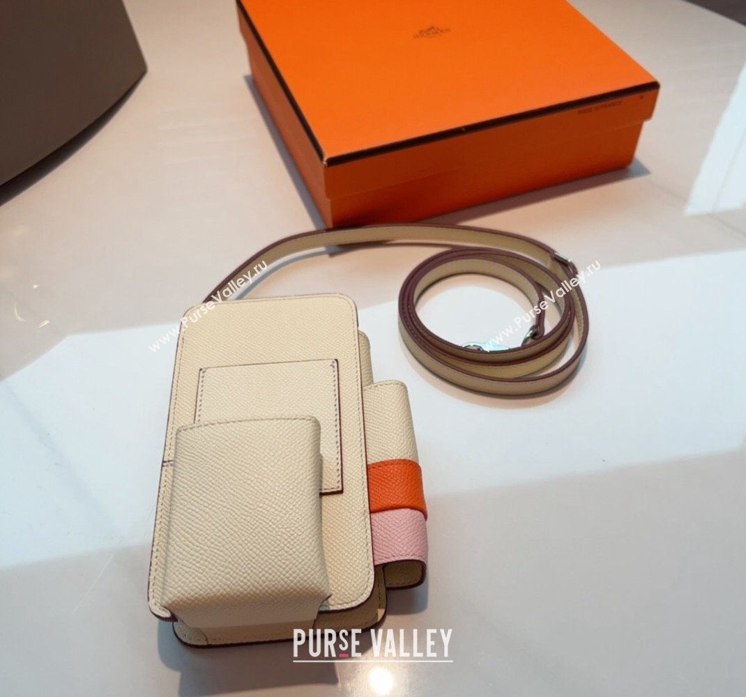 Hermes Way Phone Pouch Mini bag in Calfskin Cream White 2024 (99-240510078)