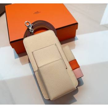 Hermes Way Phone Pouch Mini bag in Calfskin Cream White 2024 (99-240510078)