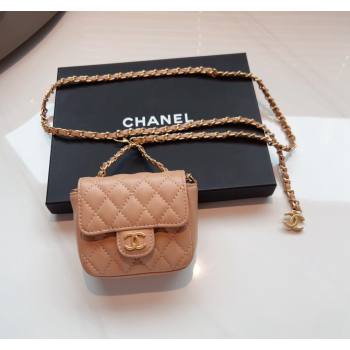 Chanel Quilted Lambskin Chain Mini Belt Bag Beige 2024 051002 (99-240510085)