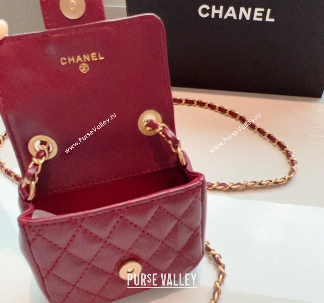 Chanel Quilted Lambskin Chain Mini Belt Bag Burgundy 2024 051002 (99-240510086)