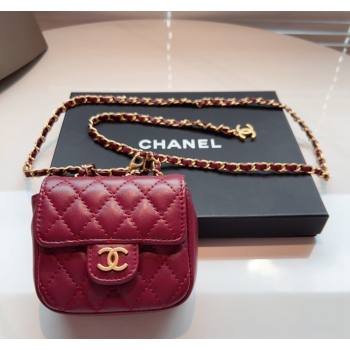 Chanel Quilted Lambskin Chain Mini Belt Bag Burgundy 2024 051002 (99-240510086)