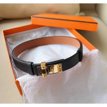 Hermes Collier De Chien Belt 2.4cm in Calfskin Black 2024 0510 (99-240510038)