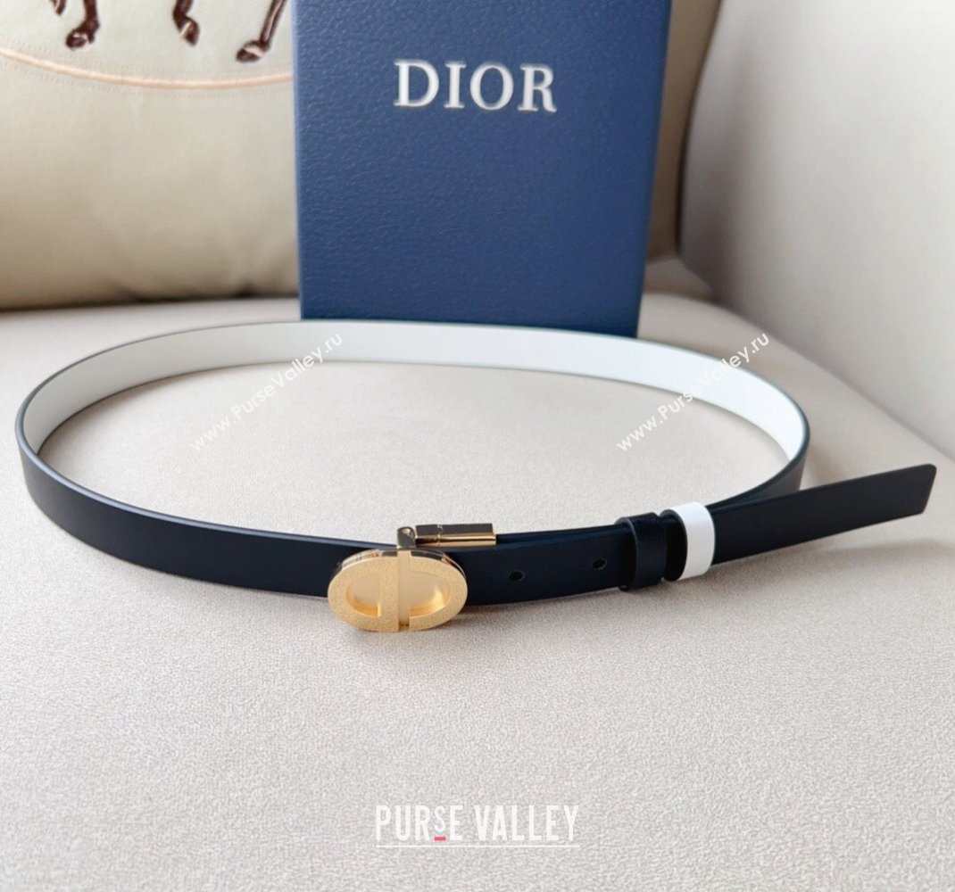 Dior Leather Reversible Belt 2cm with CD Metal Buckle Black/White/Gold 2024 0510 (99-240510020)