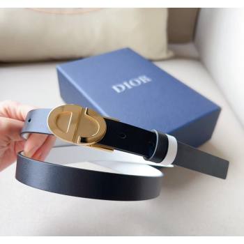 Dior Leather Reversible Belt 2cm with CD Metal Buckle Black/White/Gold 2024 0510 (99-240510020)