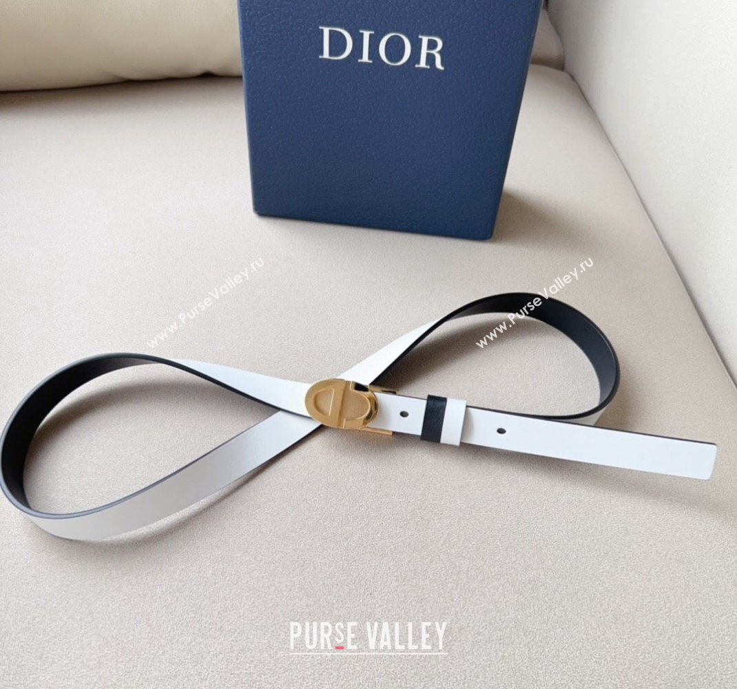 Dior Leather Reversible Belt 2cm with CD Metal Buckle Black/White/Gold 2024 0510 (99-240510020)