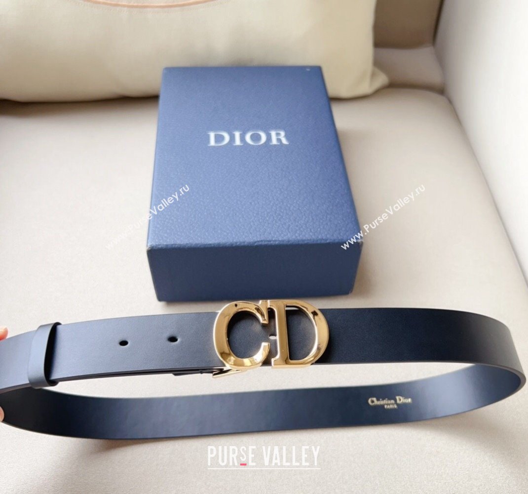 Dior Cest Black Calfskin Belt 3cm with CD Buckle 2024 0510 (99-240510023)