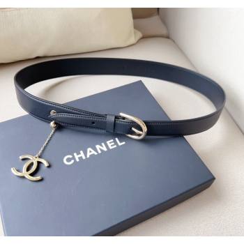 Chanel Leather Belt 3cm with CC Charm Black/Gold 2024 050901 (99-240509178)