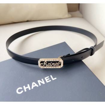 Chanel Black Leather Belt 2cm with Signature Buckle 2024 050901 (99-240509181)