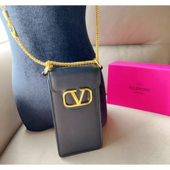 Valentino VLogo Phone Holder Mini Bag in Black Calfskin 2024 V2001 (99-240510096)