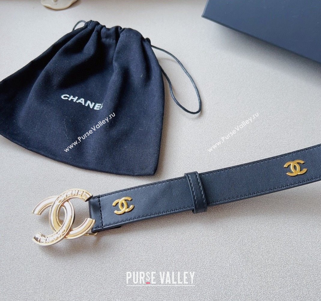 Chanel Calfskin CC Belt 3cm with Metal CC Black 2024 051001 (99-240510041)