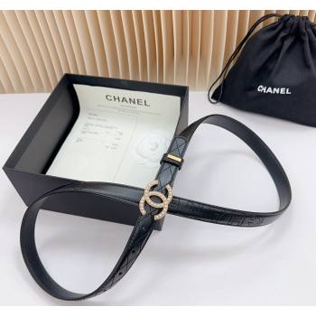 Chanel Belt 2cm with Pearls CC Buckle in Quilted Calfskin Black/Gold 2024 0617 (99-240617029)