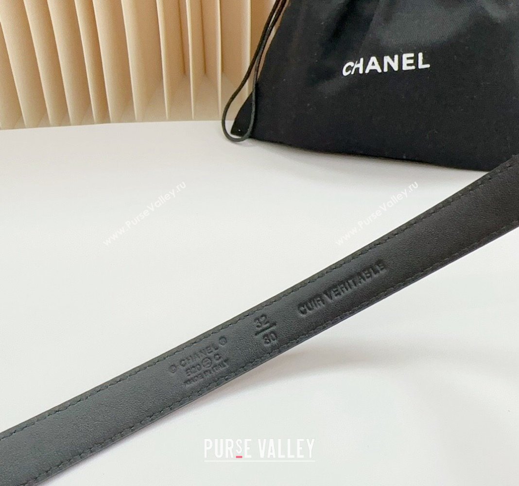 Chanel Belt 2cm with Pearls CC Buckle in Quilted Calfskin Black/Gold 2024 0617 (99-240617029)